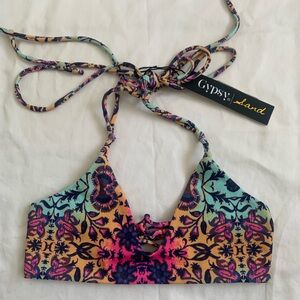 NWT Gypsy 05 Sand Halter Crochet Bikini Top in Mosaic